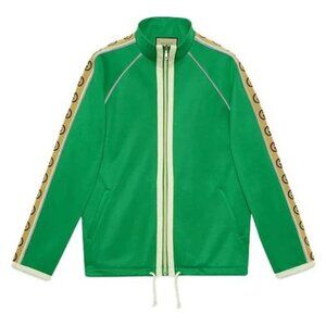 NWT Gucci Gg-jacquard Side-stripe Technical Track Jacket In Green Size XS